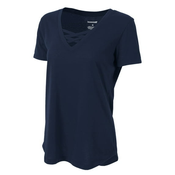 Boxercraft T27NAV Ladies Caged Front Tee,Navy,3X