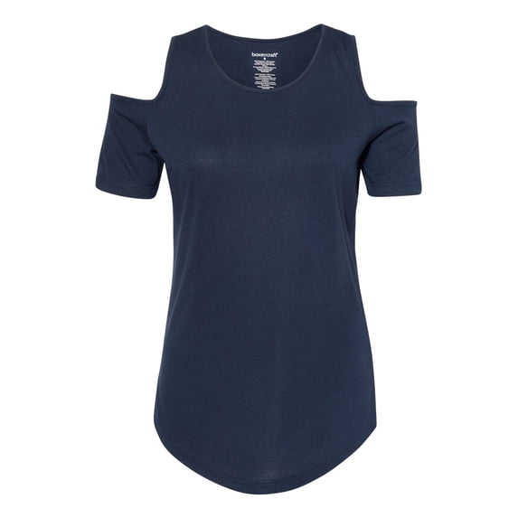 Boxercraft T32NAV Ladies Cold Shoulder Tee,Navy,2X