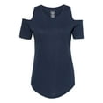 thumbnail image 1 of Boxercraft T32NAV Ladies Cold Shoulder Tee,Navy,M, 1 of 5