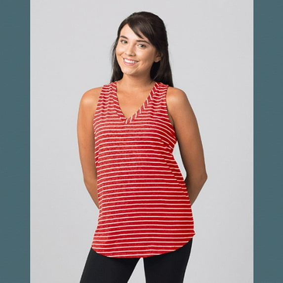 Boxercraft T89 Ladies Margo Tank-Red/Wht Stripe-2XL