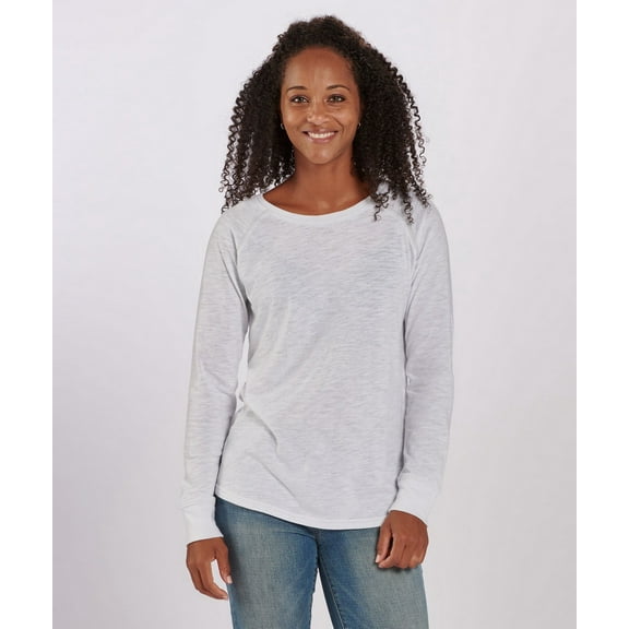 Boxercraft BW3166 Women's Solid Preppy Patch Tee-White-XL