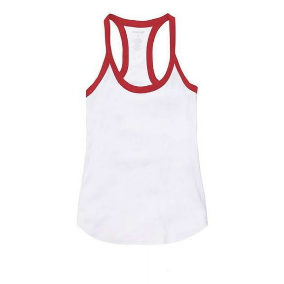 Boxercraft Women's Ringer Tank Top in White/ Crimson XL | T48