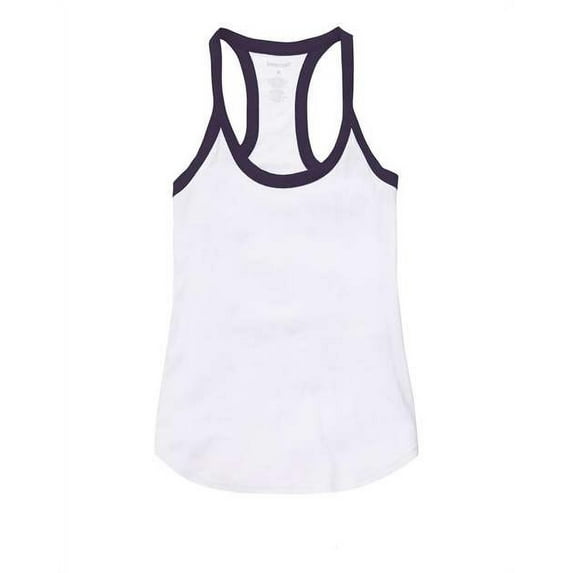 Boxercraft Women's Ringer Tank Top in White/ Purple XS | T48