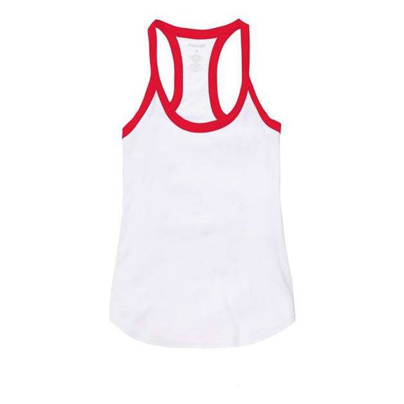 Boxercraft Women's Ringer Tank Top in White/ Red XL | T48