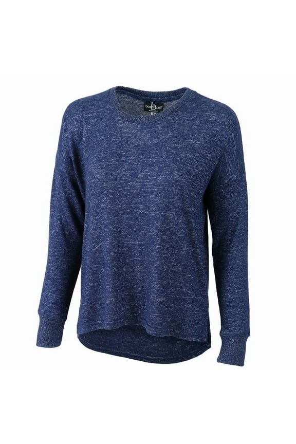 Womens Cuddle Fleece Boxy Crewneck Pullover - Navy, XS