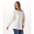 thumbnail image 1 of Boxercraft Womens Pom Pom Long Sleeve Jersey T-Shirt, XL, Natural, 1 of 4