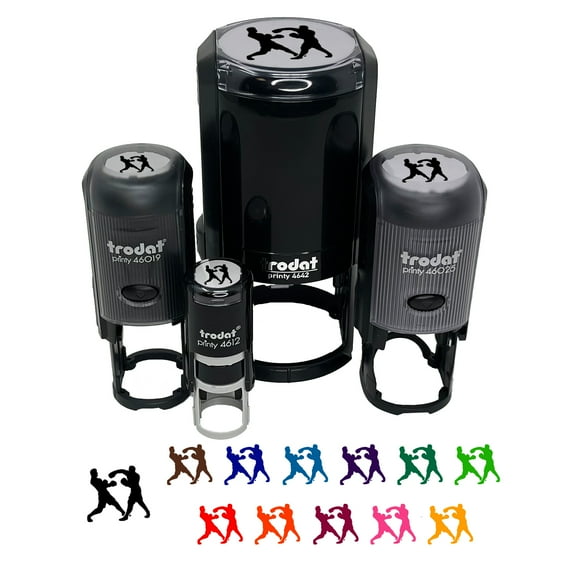 Boxers Boxing Fighting Punch Dodge Self-Inking Rubber Stamp Ink Stamper - Red Ink - Large 1-1/2 Inch