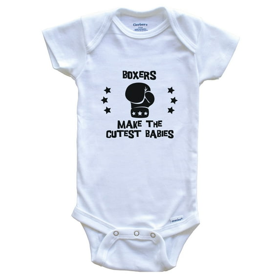 Boxers Make the Cutest Babies Funny Boxing Baby Bodysuit, 6-9 months white