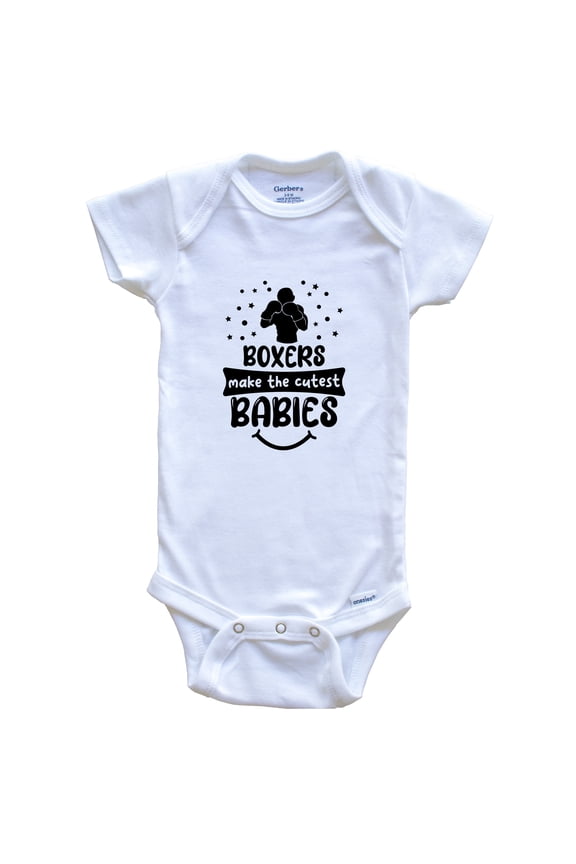 Boxers Make the Cutest Babies Funny Boxing Baby Bodysuit, 6-9 months white