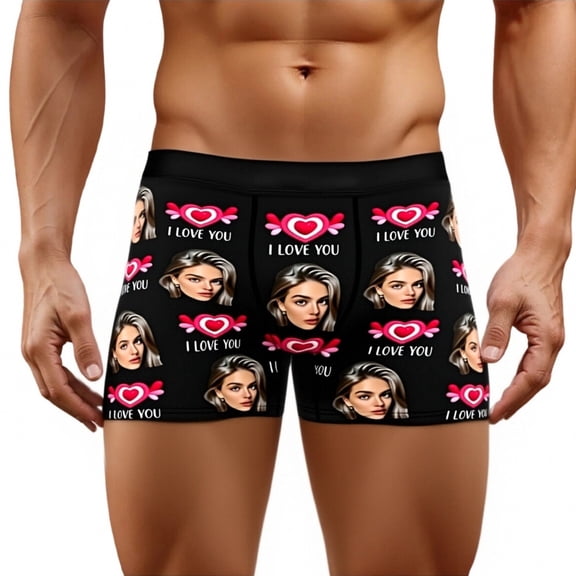 Boxers Mens Funny Wife Face Boxer Briefs Underwear Valentine's Day Gag Gifts For Men No Fly Black M