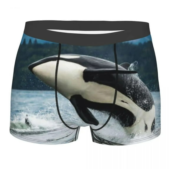Boxershorts Men Comforable Panties Set Orca Whale Jumping Out Underwear Man Boxer