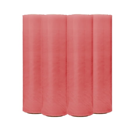 The Boxery 18''X1500' Per Roll of Stretch Wrap (Red) - 4 Rolls Included (80 Gauge) - Industrial Strength Stretch Wrap Film Red Cling Plastic for Shipping, Moving and Packaging