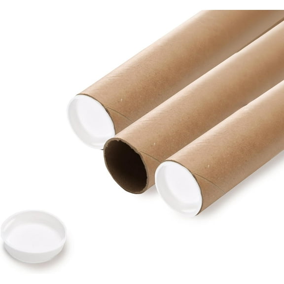 The Boxery Brown/Kraft Shipping, Storage, Posters, Arts, Crafts, Documents, Mailing Tubes 3 inch x 15 inch - 24 PACK, Made in the USA, Reusable and Recyclable