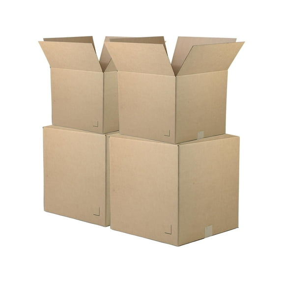 The Boxery Moving Boxes 4-Pack XX-Large | 24x24x24 inch Brown/Kraft Corrugated Cardboard Packing, Moving & Storage for Business/Home Durable - Eco-Friendly, Recyclable - Made in the USA