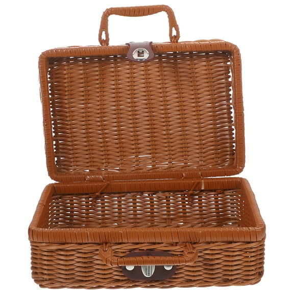 Miniature Storage Boxes with Imitation Rattan Design, and Deform-Resistant Organizer for Kids, Travel, and Home Storage