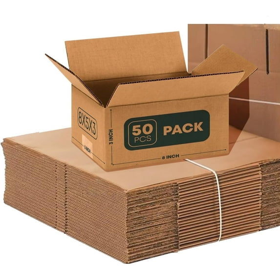 Boxes for Packaging 8"L x 5"W x 3"H Set of 50PCS | Corrugated Cardboard Box for Mailing, Packing, Packaging and Storage