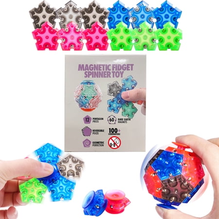 Boxgear 14 PCS Fidget Sphere Fidget Spinner for Kids and Adults – Puzzle Balls Building Blocks 100 Combinations – Stackable Cool Toys for Calming, Color Recognition