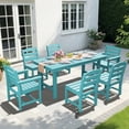 thumbnail image 1 of KINGYES 7-Piece Outdoor Dining Set, HDPE Patio Table and Chairs with Umbrella Hole, Aruba Blue, 1 of 13