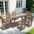 thumbnail image 1 of KINGYES 7-Piece Outdoor Dining Set, HDPE Patio Table and Chairs with Umbrella Hole, Brown, 1 of 13