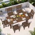 thumbnail image 1 of KINGYES 7-Piece Outdoor Dining Set, HDPE Patio Table and Chairs with Umbrella Hole, Brown, 1 of 12