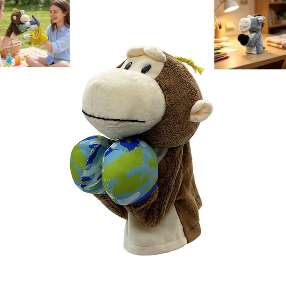 Boxing Animal Plush Hand Puppet Toy with Sound Effect, Interactive Soft Stuffed Doll for Kids Play and Collection,Party Toy, Desk Fun & Gift