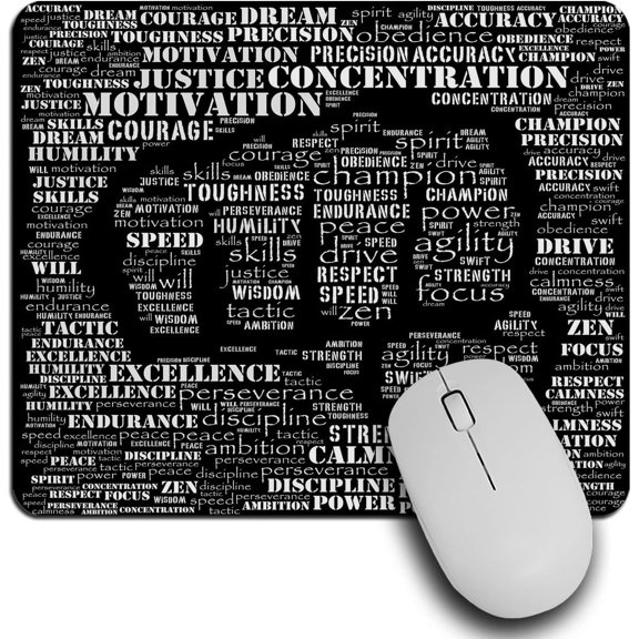 Boxing Art Fist Mouse Pad Fighter Warrior Endurance Black White Rectangle Mousepad with NonSlip Rubber Base, Perfect for Laptop, Office, Home Use (9.5 x 7.9 in), Unique Design
