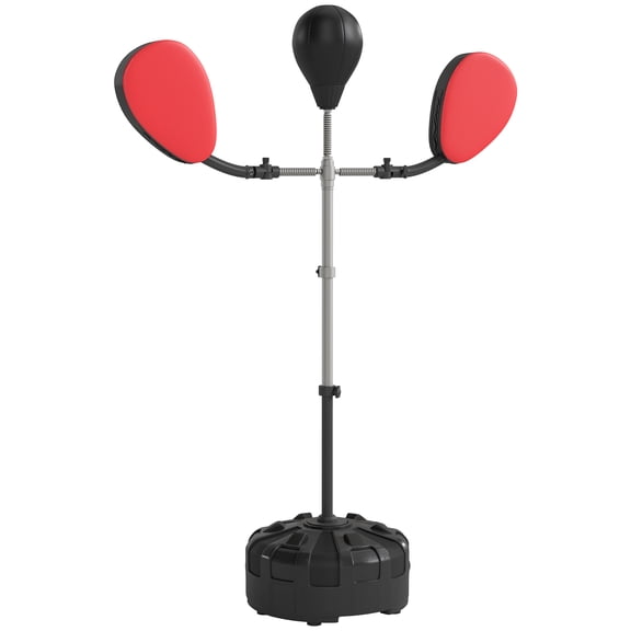Boxing Bag with Stand, Adjustable Height Punching Speed Bag with 2 Target Arms, for Training, Exercise, Black