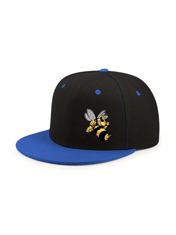 Boxing Bee Embroidered Color Block Trucker Hat Unisex Adjustable Cotton Breathable Fashion Cap for Travel Daily Wear