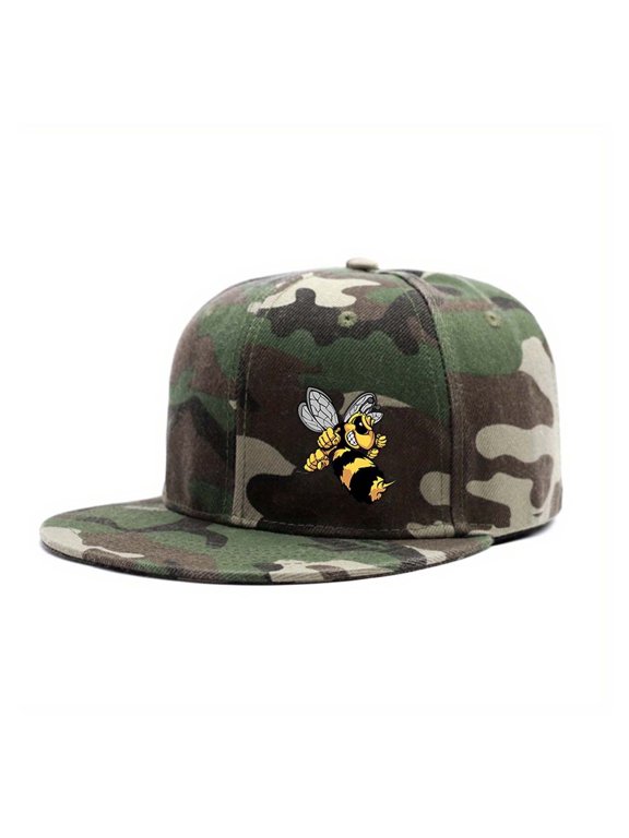 Boxing Bee Embroidered Color Block Trucker Hat Unisex Adjustable Cotton Breathable Fashion Cap for Travel Daily Wear