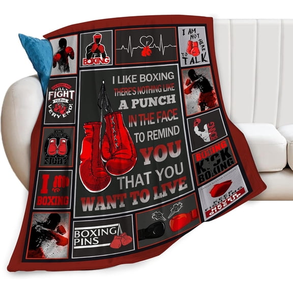 Boxing Blanket Boxing Throw Blanket Soft Fleece Flannel Bedding Sports Gifts for Men Boys Lovers Adults Fighting Competition Pugilism Stuff Plush for Couch Sofa Bed Room Decor