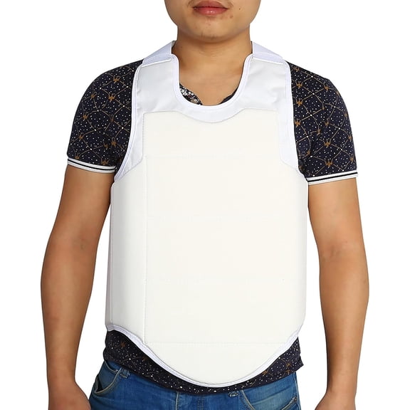 Boxing Body Protector, White Taekwondo Chest Guard Vest Karate Kid Taekwondo Sparring Gear with Hook Loop for Unisex Adult Child$$Sport & Recreation Other