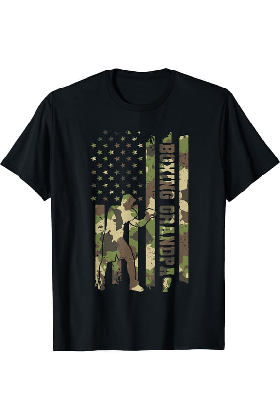 Boxing Camouflage Flag Boxing Grandpa Martial Arts Boxing T-Shirt