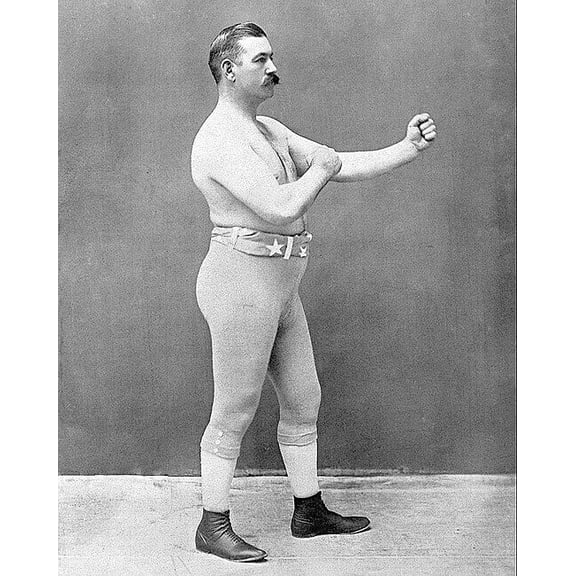 Boxing Champion John L. Sullivan Boxer Style - A - 24x36 Inch Glossy Laminated Poster - Stunning Detail and Bold Colors