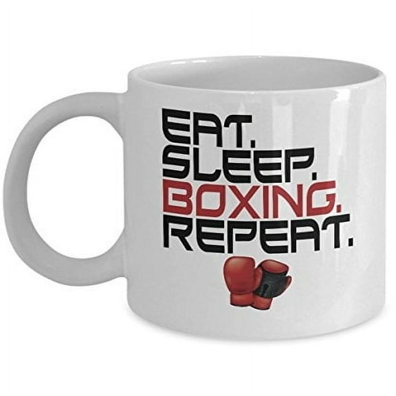 Boxing 11 oz Coffee Mug - Eat Sleep Repeat White Ceramic Gift