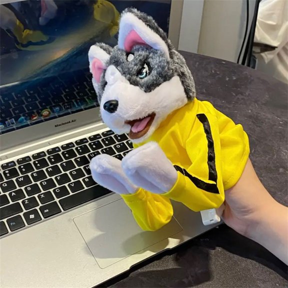 Boxing Dog Hand Puppet Plush Toy With Sound Effects And Moving Arms Interactive Animal Figure For Fun Play Storytelling 9.8x5.3 Inches
