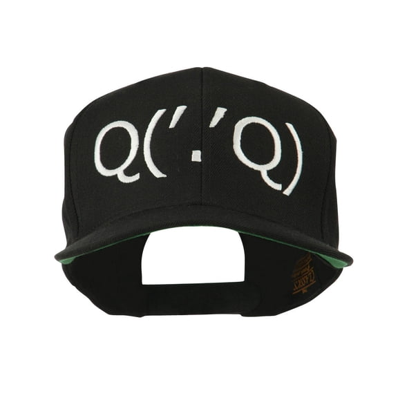 Boxing Face Emoticon Embroidered Snapback Cap - Black OSFM