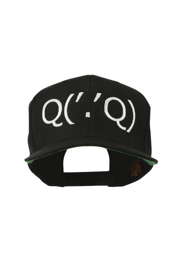 Boxing Face Emoticon Embroidered Snapback Cap - Black OSFM