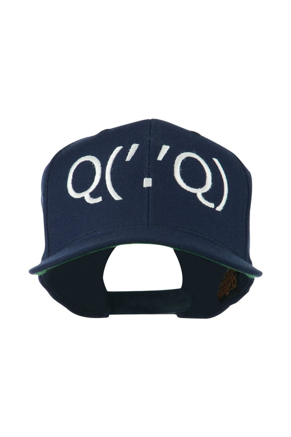 Boxing Face Emoticon Embroidered Snapback Cap - Navy OSFM
