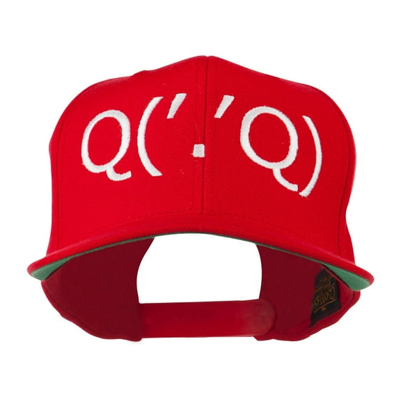 Boxing Face Emoticon Embroidered Snapback Cap - Red OSFM