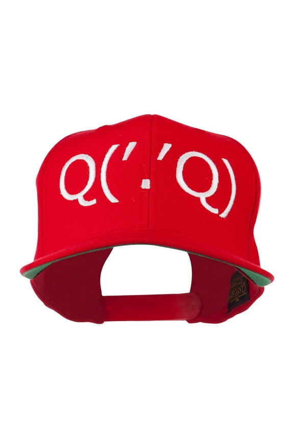 Boxing Face Emoticon Embroidered Snapback Cap - Red OSFM
