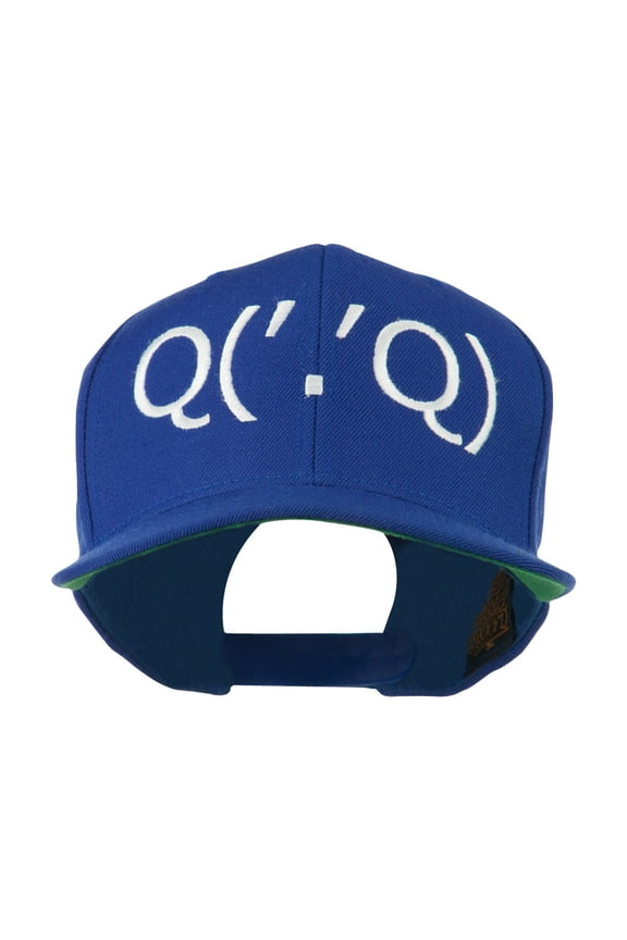 Boxing Face Emoticon Embroidered Snapback Cap - Royal OSFM