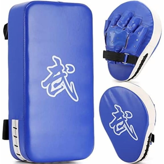 Boxing Focus Pads and Taekwondo Pad, 15.5 x 8 Blue, 2-in-1 Punching Mitts Kick Pack Set, Martial Arts MMA Kicking Shield Training for Men Women Gym$$Sport & Recreation Other