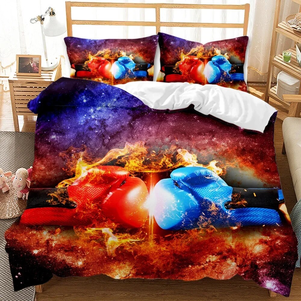 Boxing Games Duvet Cover Set Red Blue Boxing Bedding Set Competitive