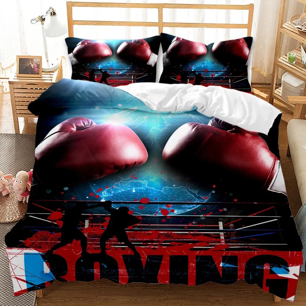 Boxing Games Duvet Cover Set Red Blue Boxing Bedding Set Competitive
