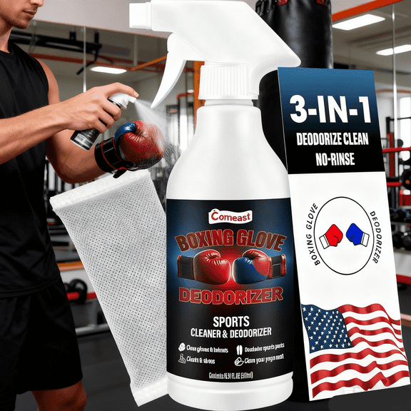 Boxing Glove Deodorizer Cleaner Spray（with Desiccant), Gym Equipment & Shoe Odor Eliminating Spray, Yoga Mat Cleaner, Natural Plant Based Sports Deodorizer, 16.91Fl Oz