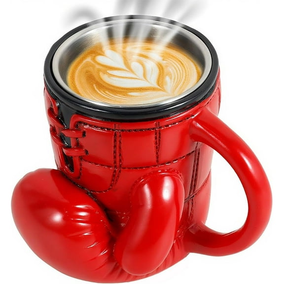 Boxing Glove Mug, Unique Novelty Coffee Cup, Handmade Red Boxing Coffee Mugs, 3D Gloves Shaped Fun Novelty Tea Cups, for Sports Enthusiasts(Red)