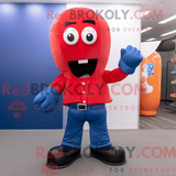 Boxing Glove REDBROKOLY mascot costume character dressed with a Flare ...