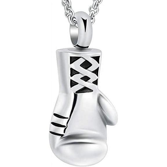 Boxing Glove Shape Cremation Memorial Jewelry for Pendants for Ashes, Stainless Steel Cremation Urn Necklace for Ashes for Man Women