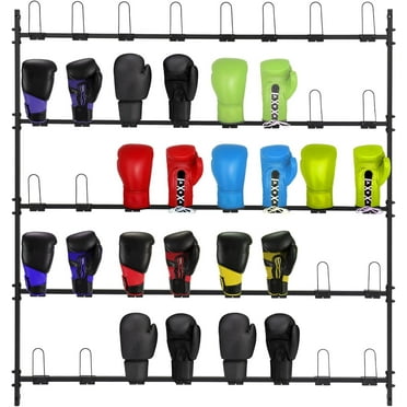 5-Tier Wall-Mounted Boxing Glove Storage Rack - Holds 20 Pairs, 40 Hooks, Carbon Steel Organizer For Gym Or Home