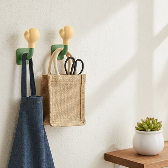 Boxing Glove Wall Hooks Set of 2 | Removable Adhesive Plastic Coat & Towel Hooks | Decorative Punch Design in Green, Orange, White, Blue | No-Drill, Durable Mini Storage Organizer | 10x6x4.5cm